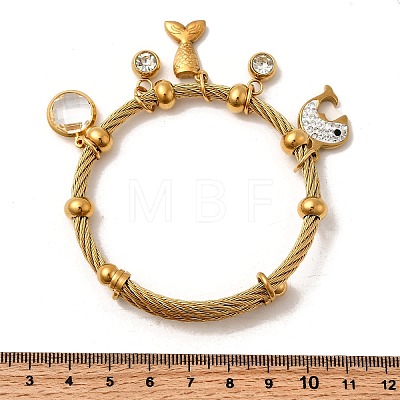 304 Stainless Steel Charm Bangles for Women BJEW-Z141-03G-1