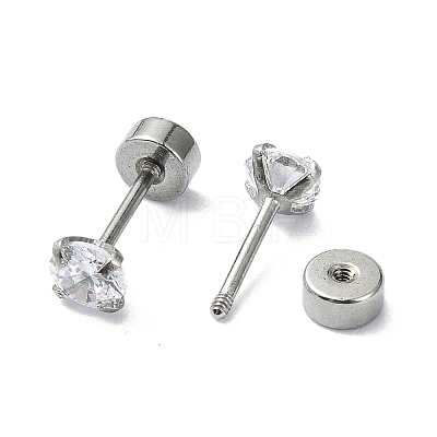 304 Stainless Steel Crystal Rhinestone Ear False Plugs STAS-C089-04B-P-1