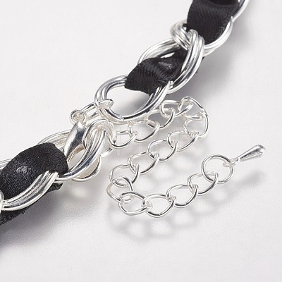 Iron Double Link Chain Necklaces NJEW-J023-14S-1