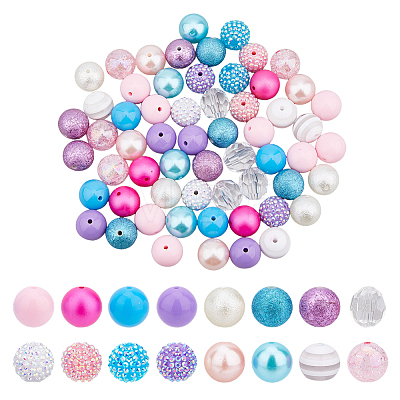 60Pcs Acrylic Beads OACR-WH0001-08C-1