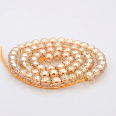 Pearl Luster Plated Glass Round Beads Strands GLAA-A025-6mm-PL01-1