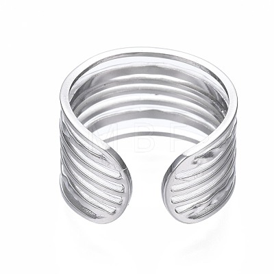 304 Stainless Steel Multi-string Open Cuff Ring RJEW-T023-33P-1