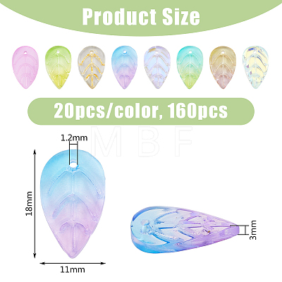 DICOSMETIC 160Pcs 8 Colors Glass Pendants GLAA-DC0001-35-1