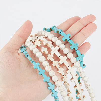 GOMAKERER 6 Styles Synthetic Turquoise Beads Strands Sets TURQ-GO0001-01-1