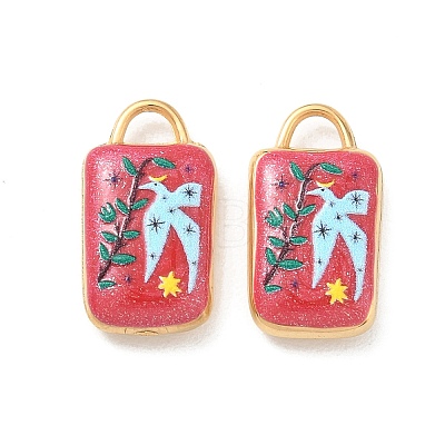 304 Stainless Steel Enamel Pendants STAS-F360-10G-02-1
