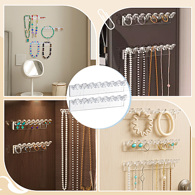 4 Sets Plastic Necklace and Bracelet Wall Mount Storage Hook AJEW-PH0008-97-1