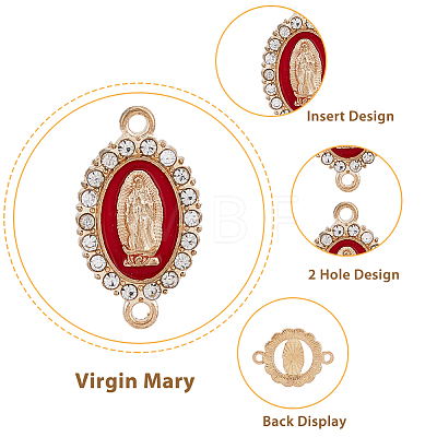 42Pcs 7 Styles Virgin Mary Alloy Crystal Rhinestone Connector Charms FIND-HY0001-89-1