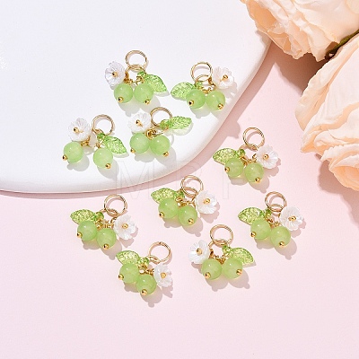 10Pcs Glass Pendants PALLOY-YW00093-03-1