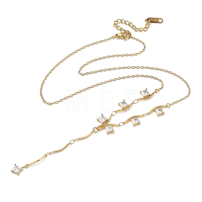 304 Stainless Steel Crystal Rhinestone Pendant Y Necklaces for Women NJEW-F375-01G-01-1