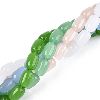 Imitation Jade Glass Beads Strands GLAA-N058-6x9mm-C01-1