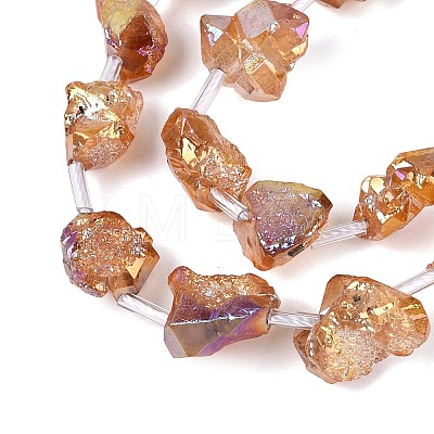 Dyed Electroplate Raw Rough Natural Amethyst Beads Strands G-Q610-05F-1