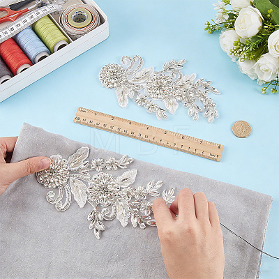 1Pair Flower Beading Cloth Embroidery Ornaments Accessories DIY-FG0010-47A-1