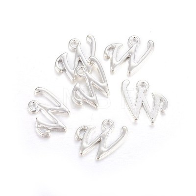 Silver Color Plated Alloy Letter Pendants PALLOY-J718-01S-W-1