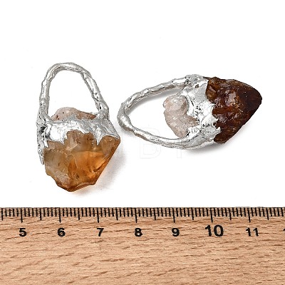 Heated Raw Rough Natural Yellow Quartz & Brass Pendants G-G466-01P-1