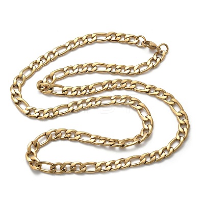 304 Stainless Steel Figaro Chain Necklaces NJEW-S442-02G-1