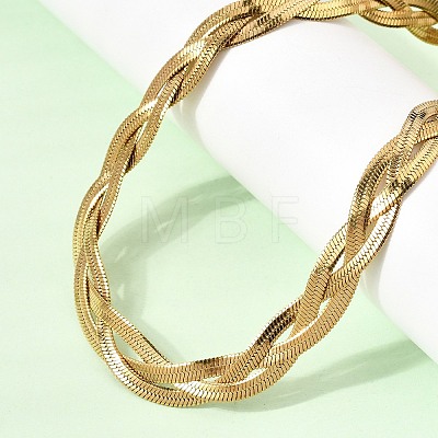 Unisex 304 Stainless Steel Braided Flat Snake Chain Necklaces NJEW-K305-12B-G-1