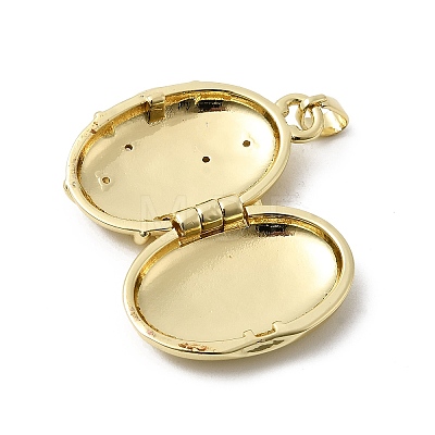 Brass Micro Pave Clear Cubic Zirconia Locket Pendants KK-L262-07G-1