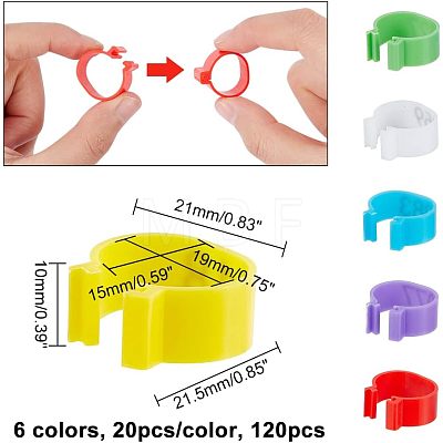 120Pcs 6 Colors Plastic Poultry Leg Identification Bands AJEW-WH0258-456-1