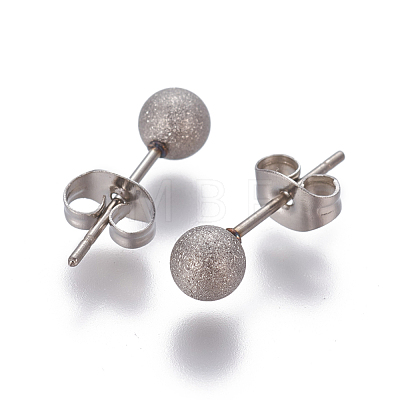304 Stainless Steel Ear Studs EJEW-G253-5mm-P-1