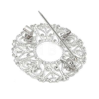 Flat Round with Flower Brass Lapel Pin Brooches for Clothes KK-CBA19A0-01P-1