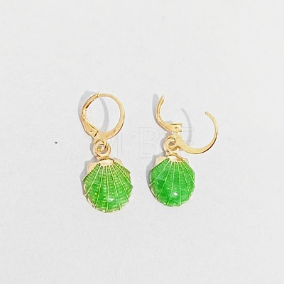 Ocean Theme Alloy Enamel Shell Shape Leverback Earrings FS-WG4EEAF-14-1