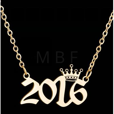Crown Birth Year 201 Stainless Steel Pendant Necklaces for Women FS-WG4E8F2-37-1