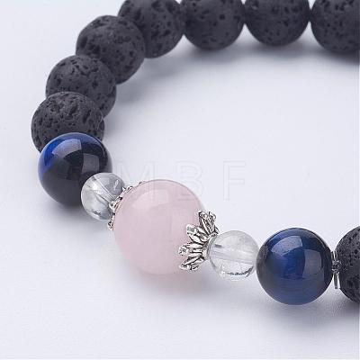 Natural Lava Rock Stretch Bracelets BJEW-JB03172-1