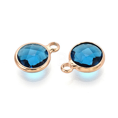 Golden Tone Brass Glass Charms X-GLAA-ZX008-24D-G-1