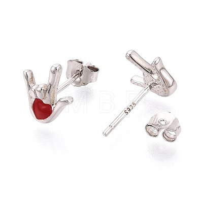 925 Sterling Silver Stud Earrings STER-N016-132P-1