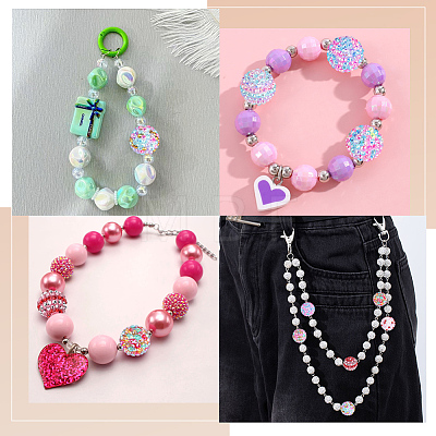 24Pcs 8 Colors Round Resin Rhinestone Beads OACR-PA0002-14-1