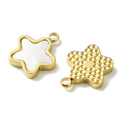 Ion Plating(IP) 304 Stainless Steel Pave Shell Star Charms FIND-Z028-26G-1
