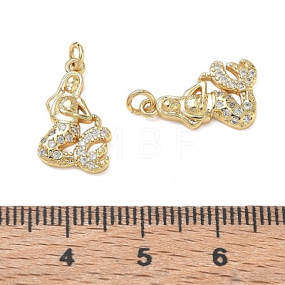 High Polished Ocean Brass Micro Pave Clear Cubic Zirconia Pendants CU-CBAF3CF-02A-01-1