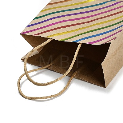 Rainbow Color Stamping Kraft Paper Gift Tote Bags ABAG-K005-01D-1