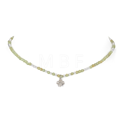 Brass Clover Pendant Necklace NJEW-JN04325-02-1