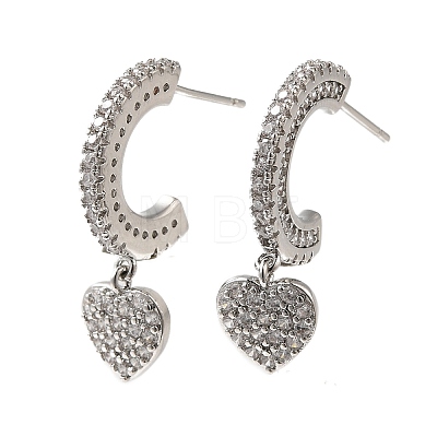 Rack Plating Brass Micro Pave Clear Cubic Zirconia Stud Earrings EJEW-B062-23P-1