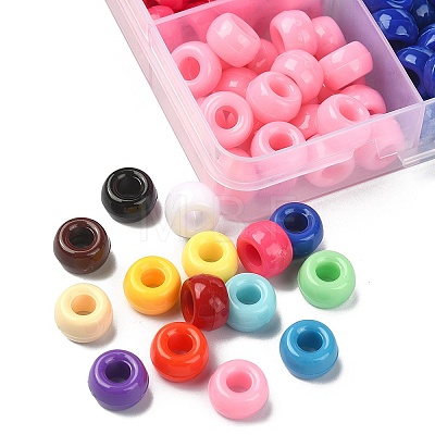 375Pcs 15 Colors Opaque Plastic Beads KY-FS0001-15-1