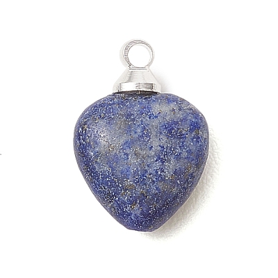 Natural Amethyst & Flower Amazonite & Lapis Lazuli & Rose Quartz Heart Charms PALLOY-JF04889-01-1