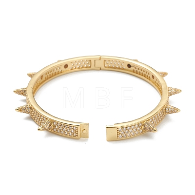 Brass Micro Pave Clear Cubic Zirconia Bangles BJEW-A116-02G-1