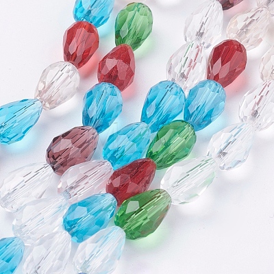 1 Strand Faceted Teardrop Glass Beads Strands X-EGLA-E010-8x12mm-03-1