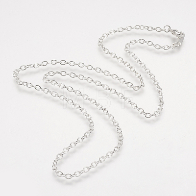 Brass Cable Chain Necklaces NJEW-R165-09S-1