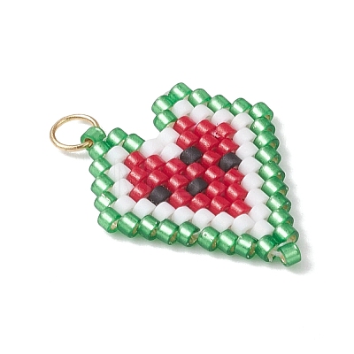 Glass Seed Beaded Heart Pendants PALLOY-MZ01136-1