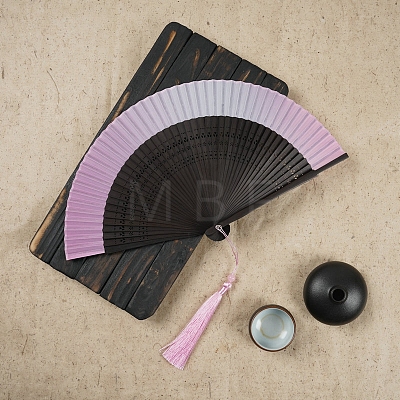 Chinese Style Wood Folding Fan with Tassel PW-WG4D112-12-1