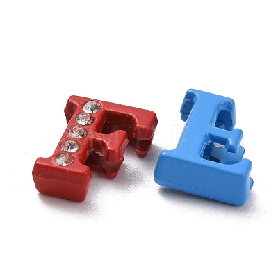 Spray Painted Zinc Alloy Slide Charms ALRI-WH0005-13F-1