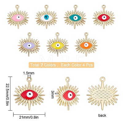 28pcs 7 colors Alloy Enamel Pendants ENAM-SC0002-45-1