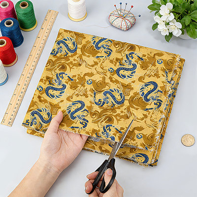 Dragon Pattern Cotton Fabric DIY-WH0579-96C-1