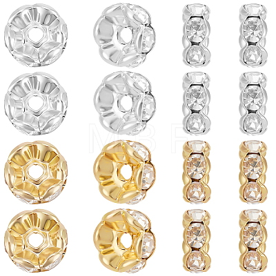 100Pcs 2 Colors Rack Plating Brass Rhinestone Spacer Beads KK-BBC0016-23B-1