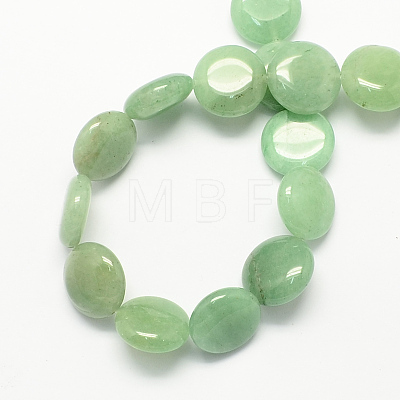 Flat Round Gemstone Natural Green Aventurine Stone Beads Strands G-S110-08-1