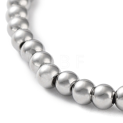 Non-Tarnish 316 Surgical Stainless Steel Round Beaded Stretch Bracelets BJEW-M305-01B-P-1