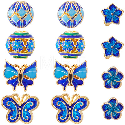 12Pcs 12 Styles Handmade Cloisonne Beads CLB-BBC0001-01-1