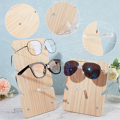  2 Sets 2 Styles Wood Sunglasses Display Stands ODIS-NB0001-30-1